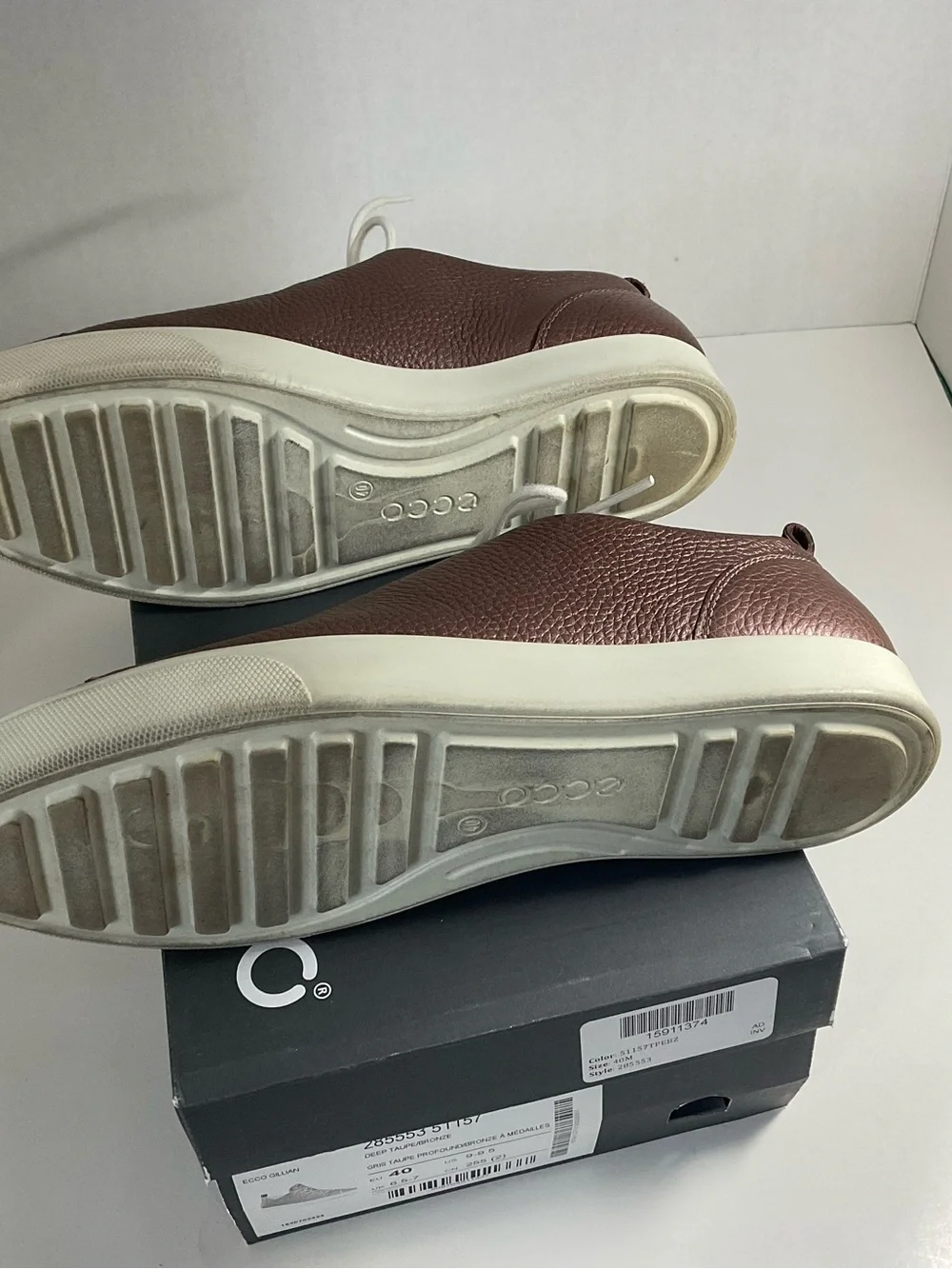 ECCO GILLIAN Sneakers Pebbled Metallic Bronze Leather Women’s Shoes Size 9 EU40